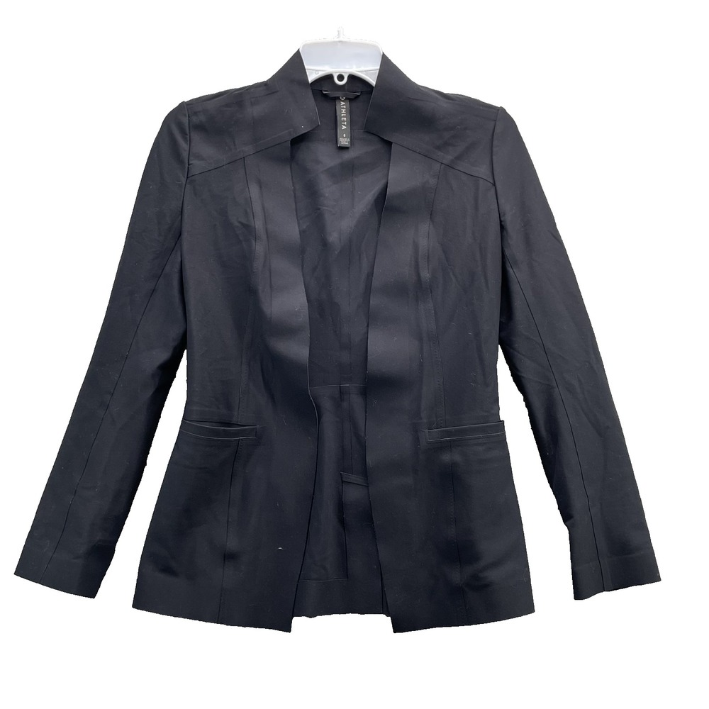 Athleta Blazer Jacket Women's 0 Black Athletic Nylon Blend Corpcore Business Y2k